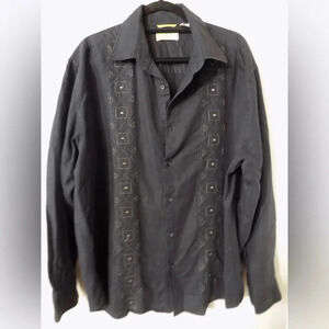 Men’s (55% Linen & 45% Cotton) button down long sleeve Cubavera